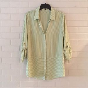 Chartreuse and white striped top